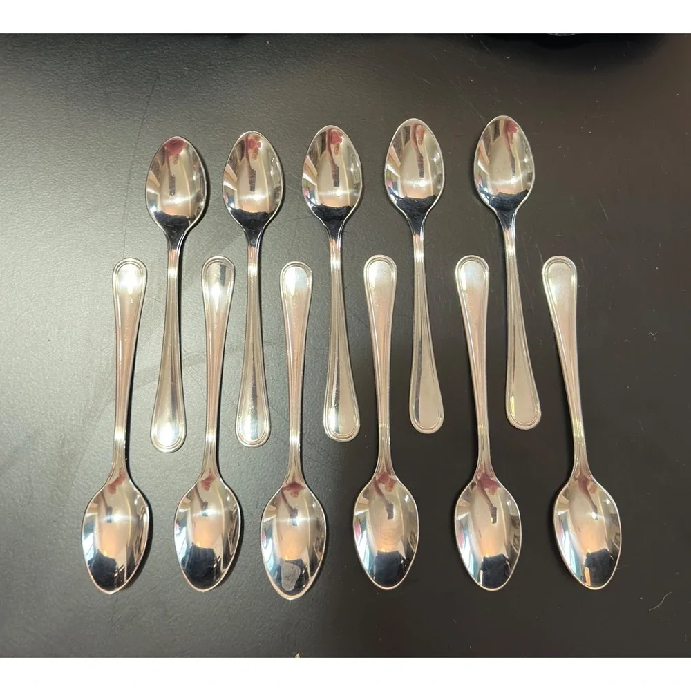 Chromolit Demitasse Spoons 18-10 Stainless Steel Silver Fiddle Set of 11 4.5